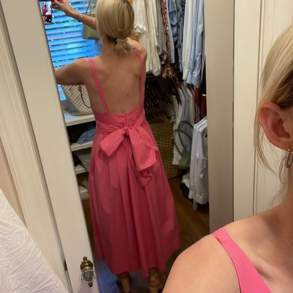 Pink midi party dress with removable bow sash - Picture 4 of 8